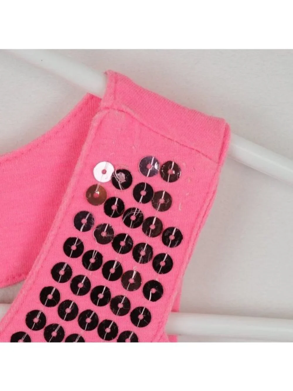 Justice Girls Size 12 Pink Black Polka Dot Sequined Sleeveless Knit Casual Dress